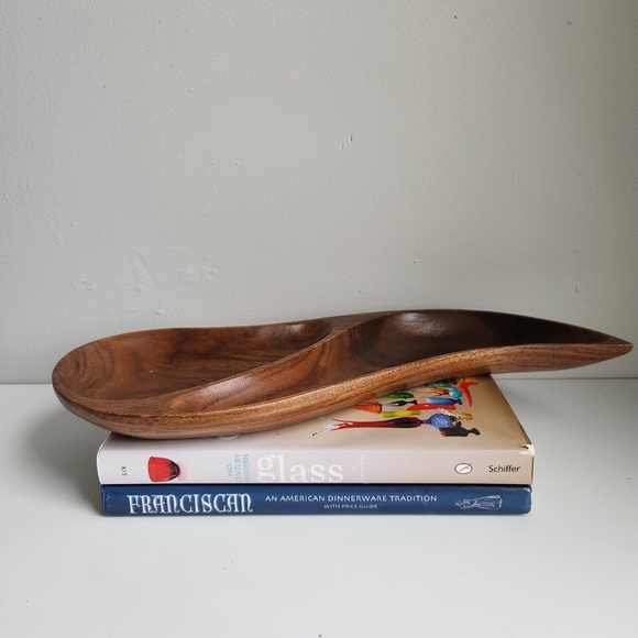 Mid 20th Century Monkey Pod Divided Dish Tray - Picture 2 of 8